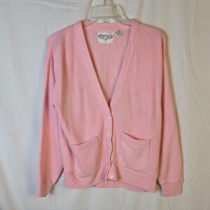 Vintage Pink V-Neck Cardigan Sweater